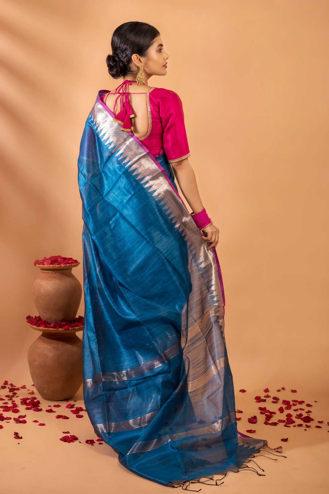 NAYANTARA | CORAL BLUE KORA SILK