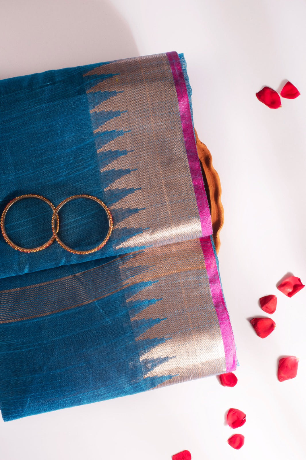 NAYANTARA | CORAL BLUE KORA SILK