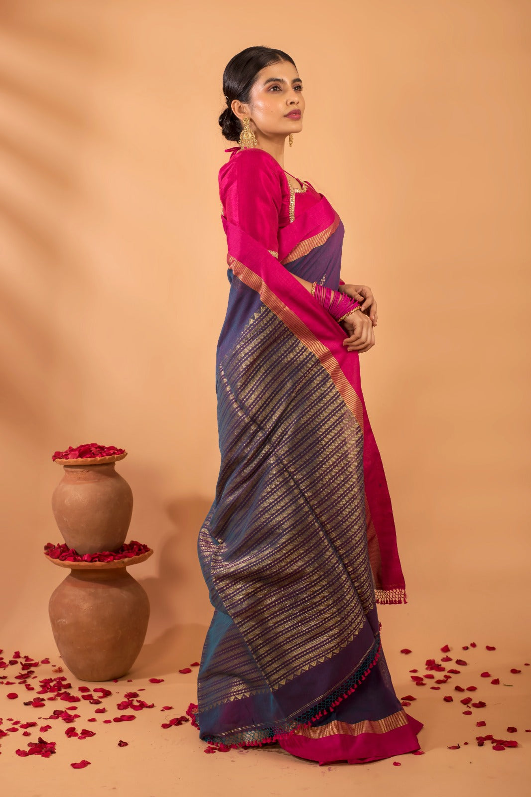 TARINI | MIDNIGHT BLUE HANDLOOM COTTON SAREE