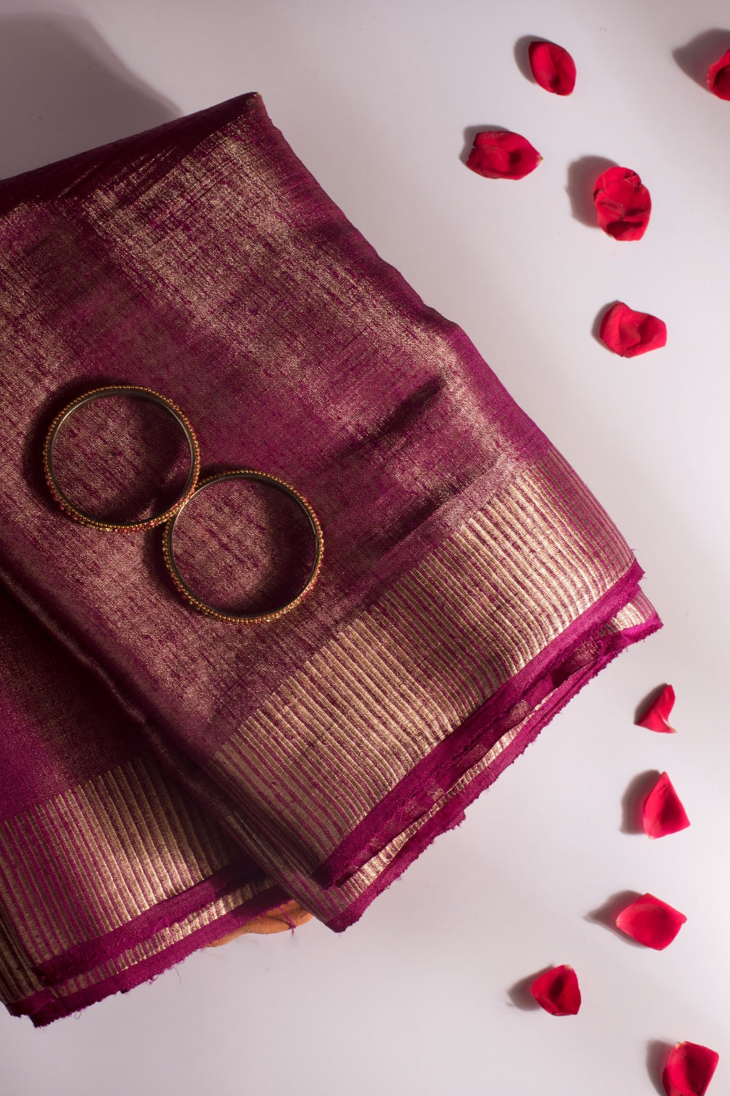 MRINALINI | DEEP MAGENTA PURE TISSUE SILK SAREE