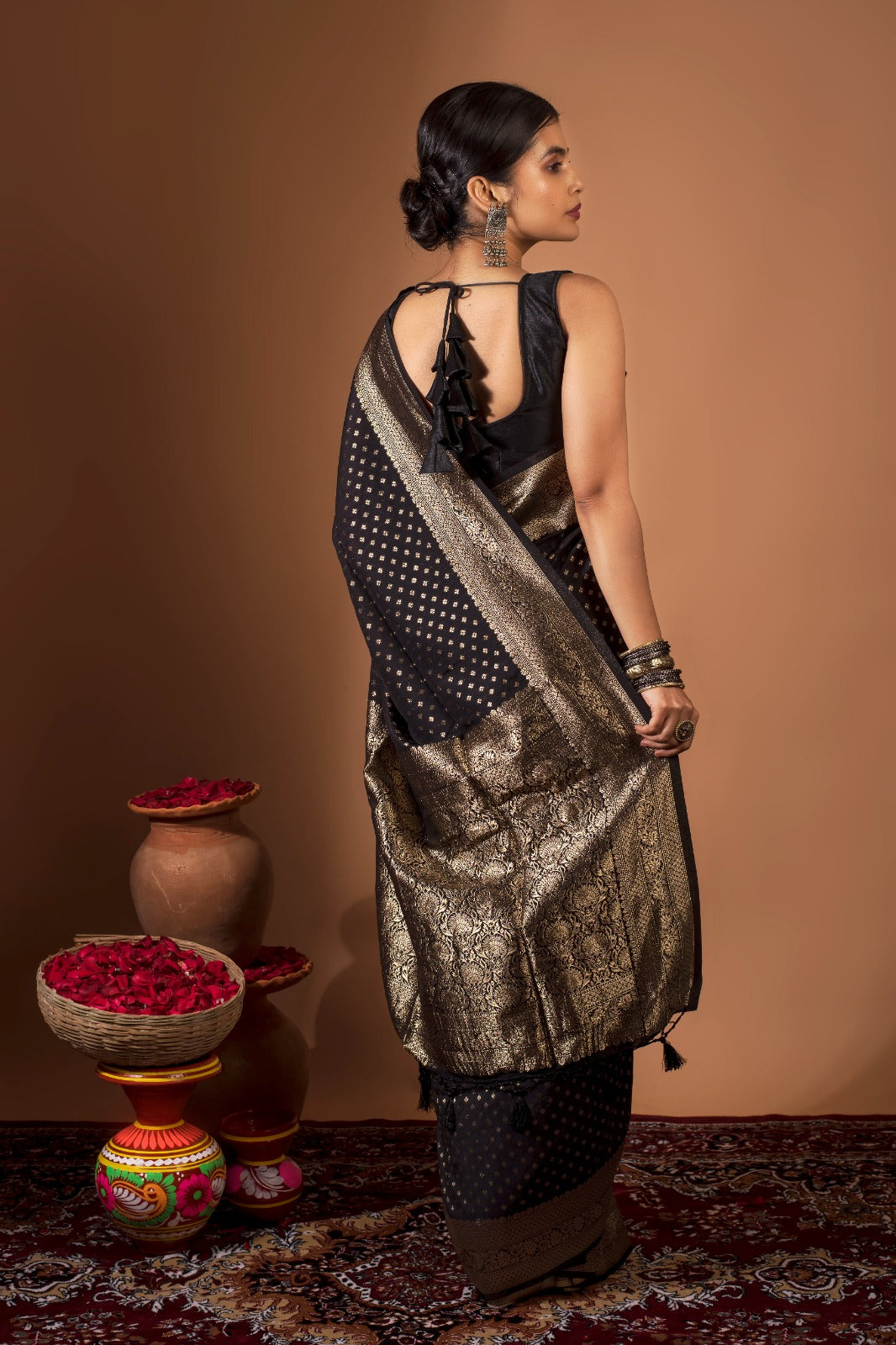 RAATRI |BLACK PURE KHADDI SILK BANARASI SAREE