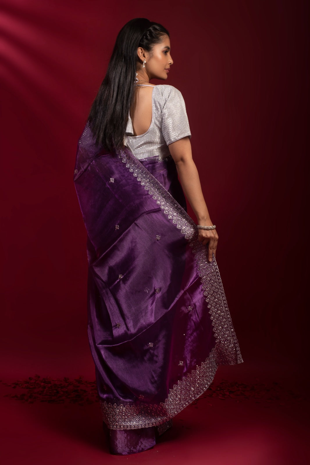 TILOTTAMA | ROYAL PURPLE TISSUE SAREE