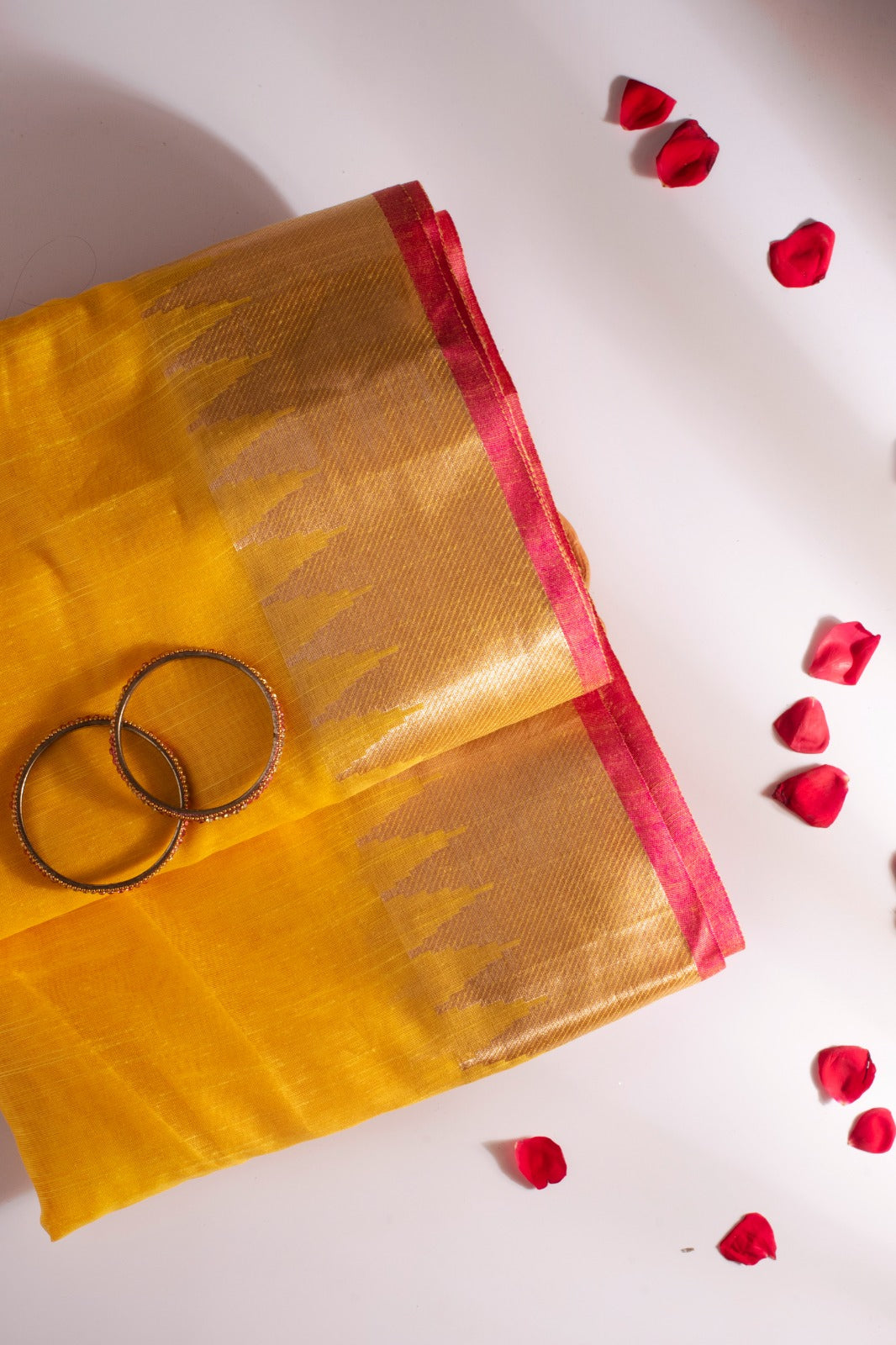 VASANTI | YELLOW KORA SILK SAREE WITH ZARI BORDER
