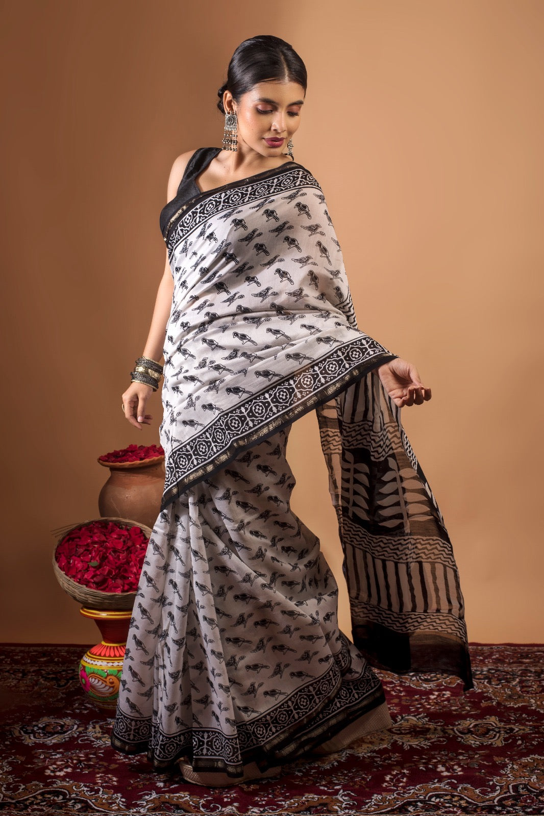 VAANI | HAND BLOCK PRINTED CHANDERI SILK SAREE