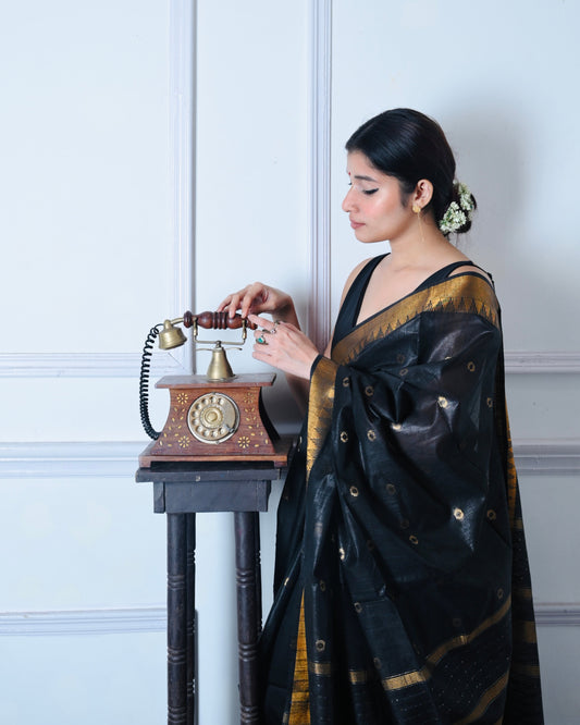 TAMOVILLA | BLACK TISSUE SILK SAREE