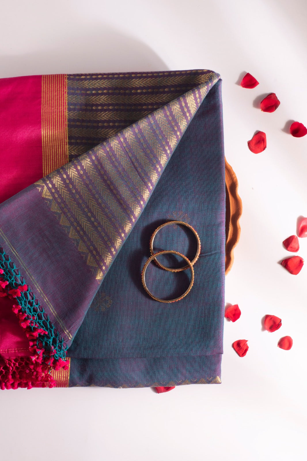 TARINI | MIDNIGHT BLUE HANDLOOM COTTON SAREE