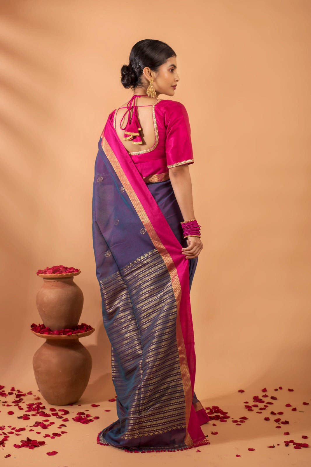 TARINI | MIDNIGHT BLUE HANDLOOM COTTON SAREE