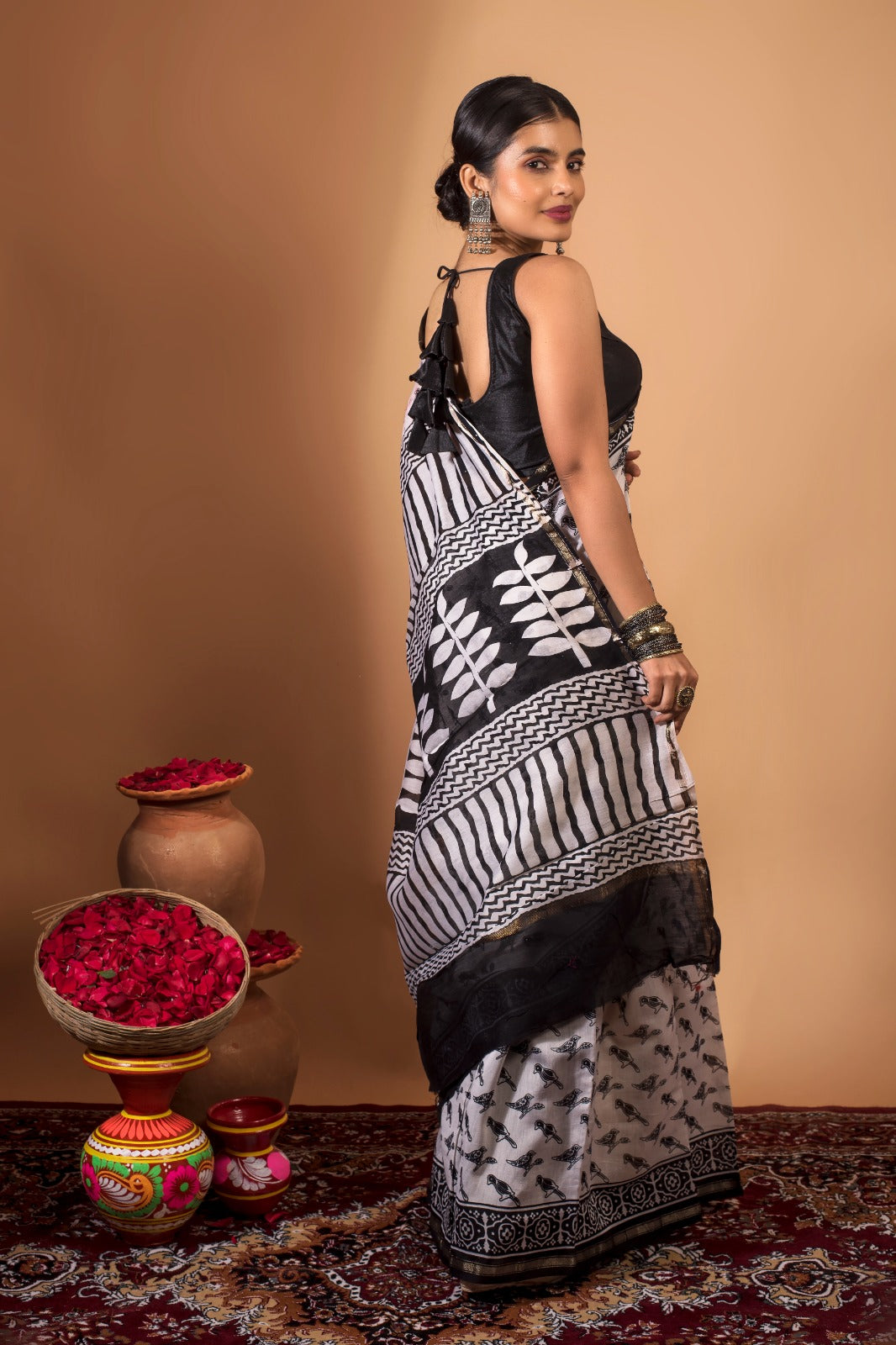VAANI | HAND BLOCK PRINTED CHANDERI SILK SAREE