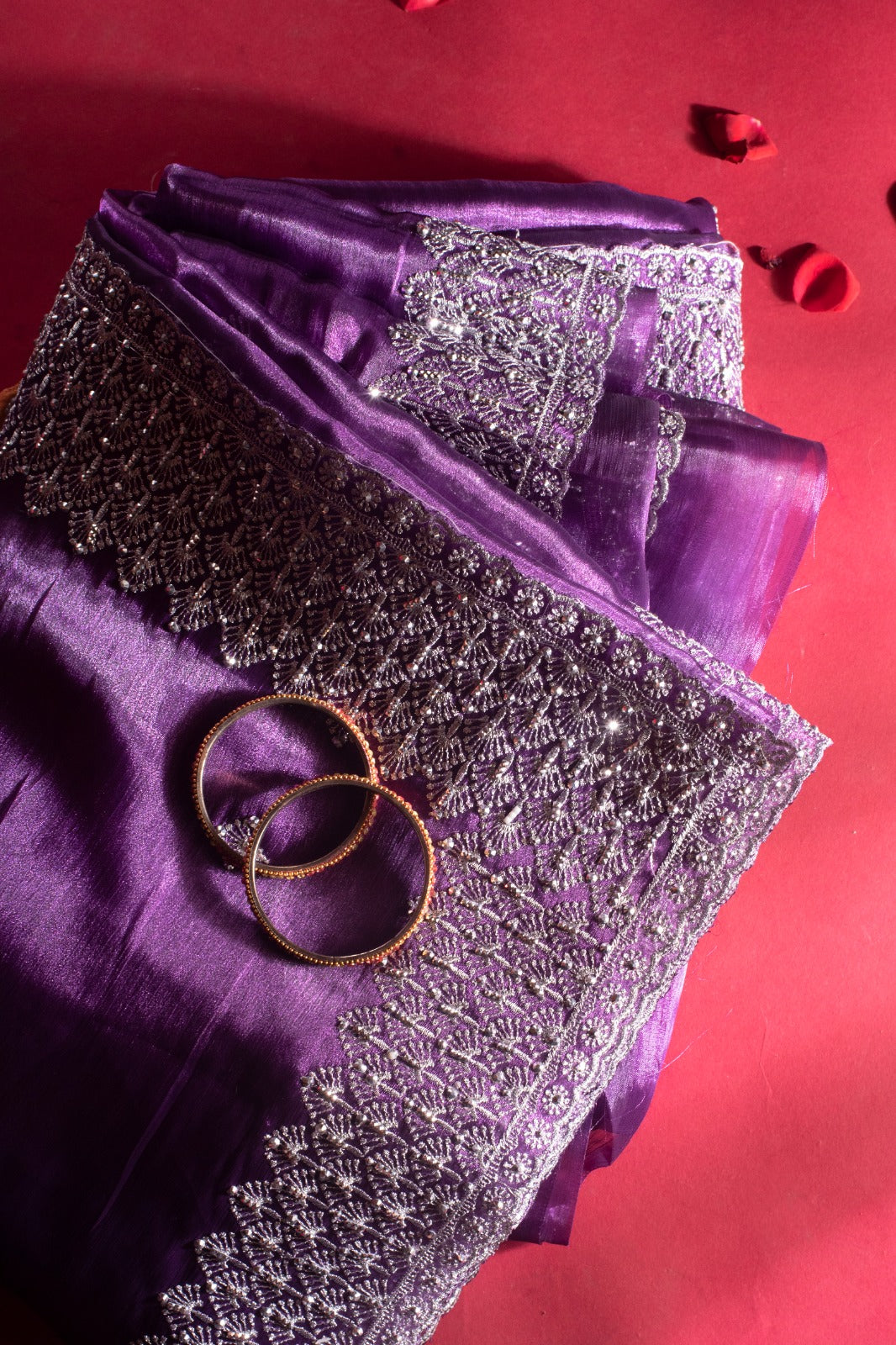 TILOTTAMA | ROYAL PURPLE TISSUE SAREE
