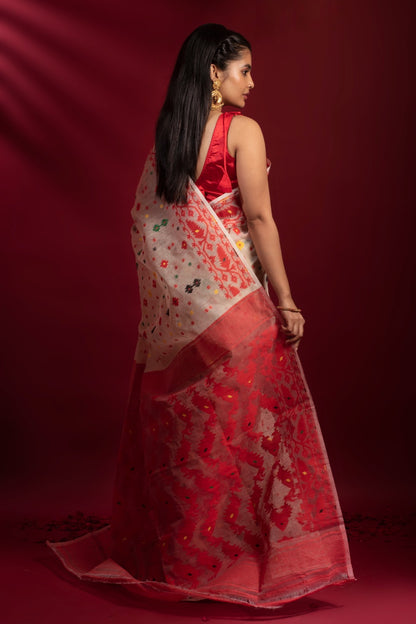 RANGA BANHI | TRADITIONAL PURE DHAKAI JAMDANI SAREE