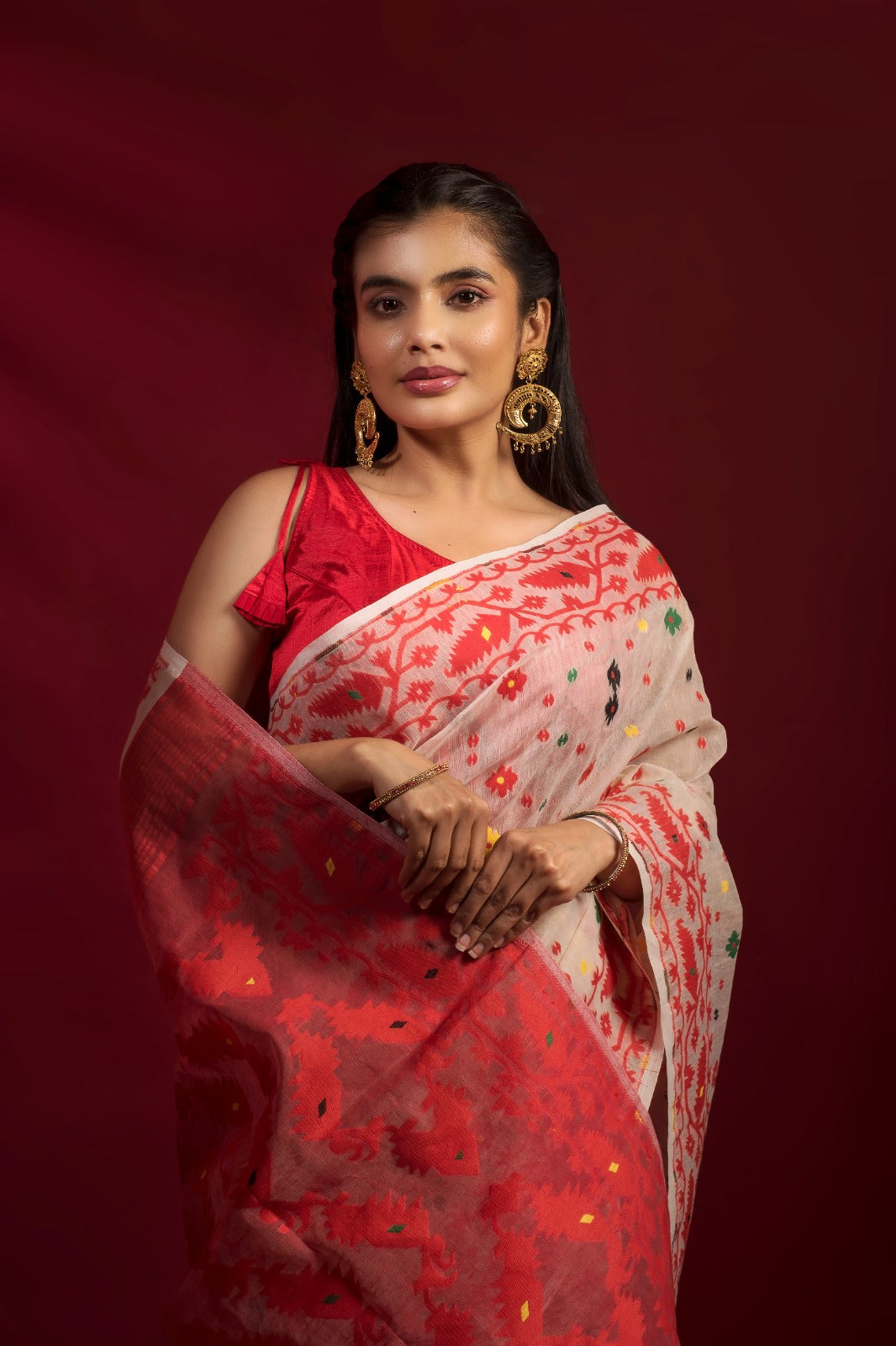 RANGA BANHI | TRADITIONAL PURE DHAKAI JAMDANI SAREE